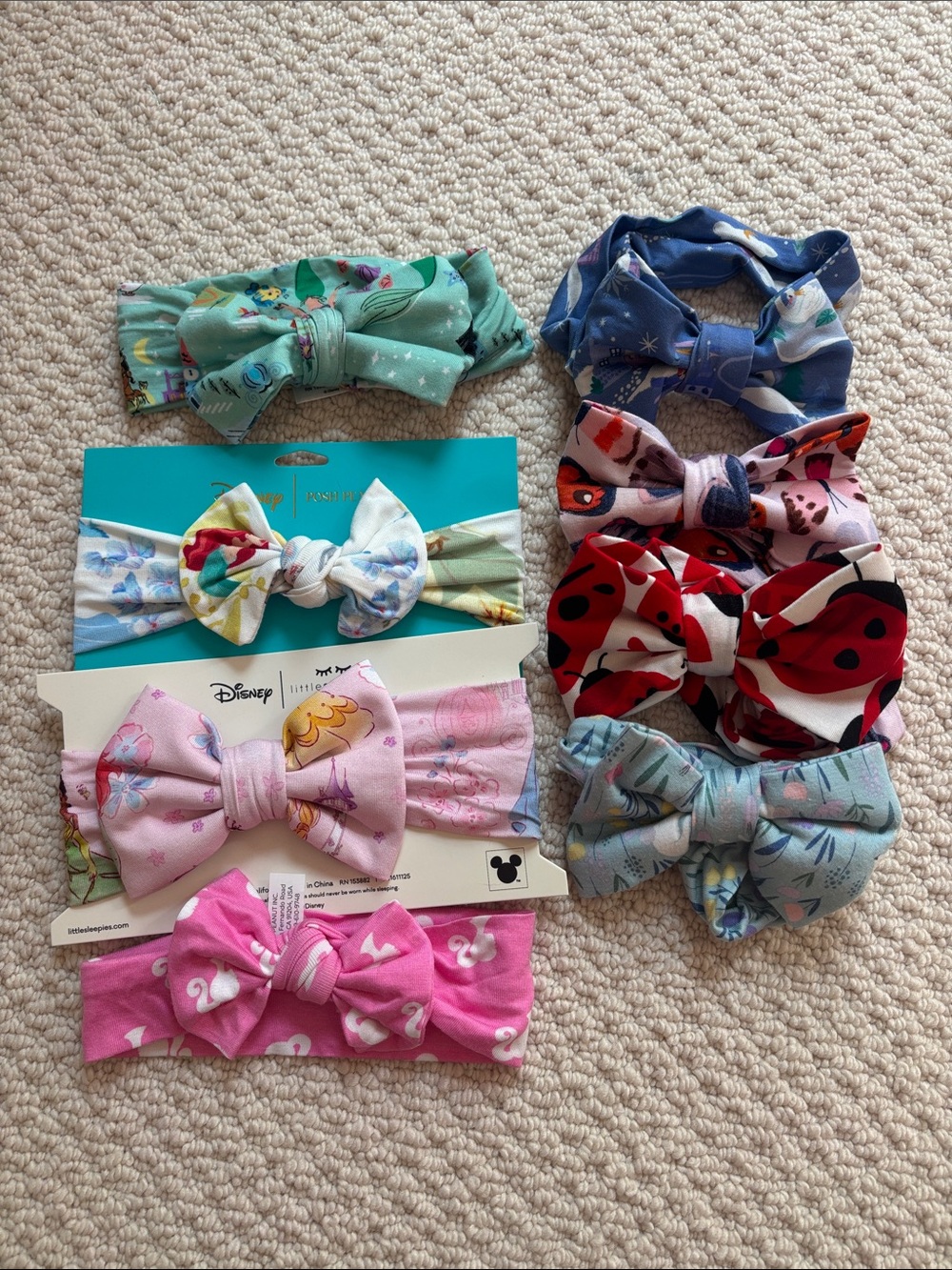 Disney Multicolor Kids Bow Headband Set - Pink, Red, Blue, Green